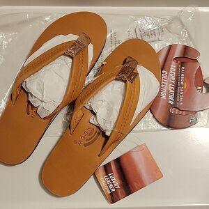 NEW Rainbow Luxury Leather Sandals FLIPFLOPS NEW 8.5  9 9.5 TAN BROWN EU 40 NWT